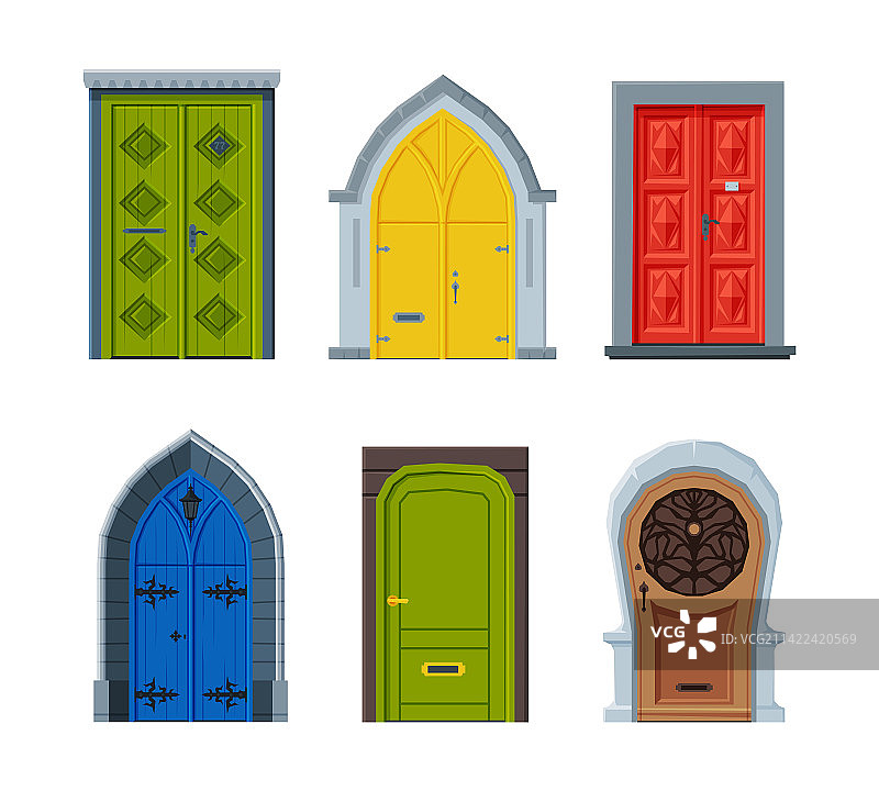 木制仿古经典封闭式前门图片素材