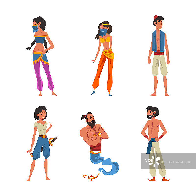 东方阿拉伯故事英雄卡通形象图片素材