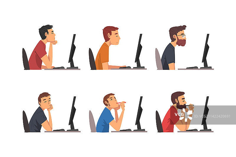 人们在办公室使用电脑工作图片素材