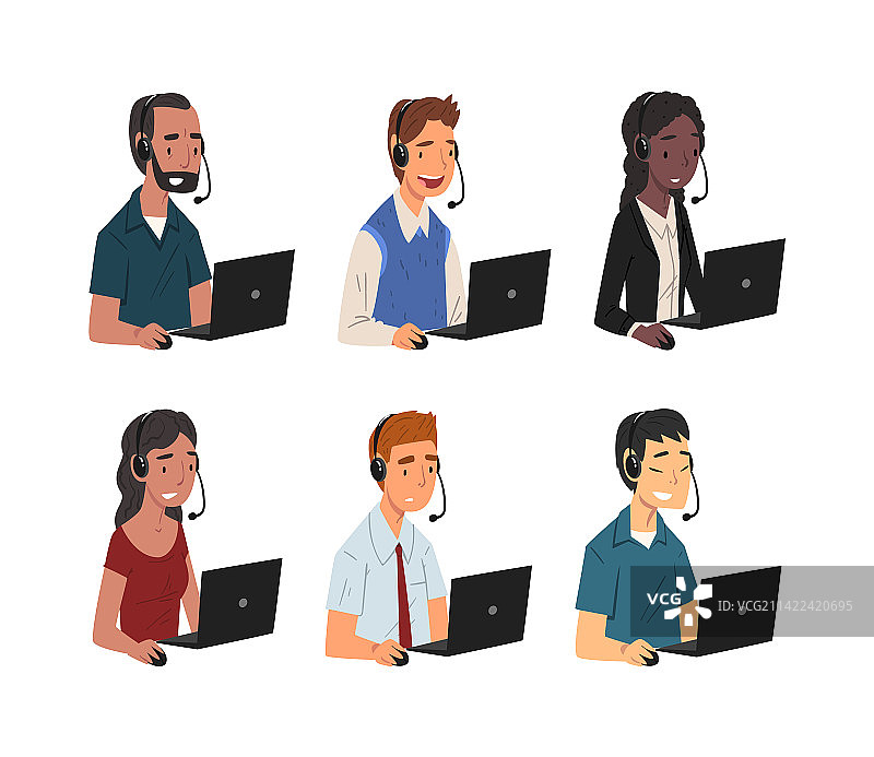 提供支持服务的客服或热线工作人员图片素材