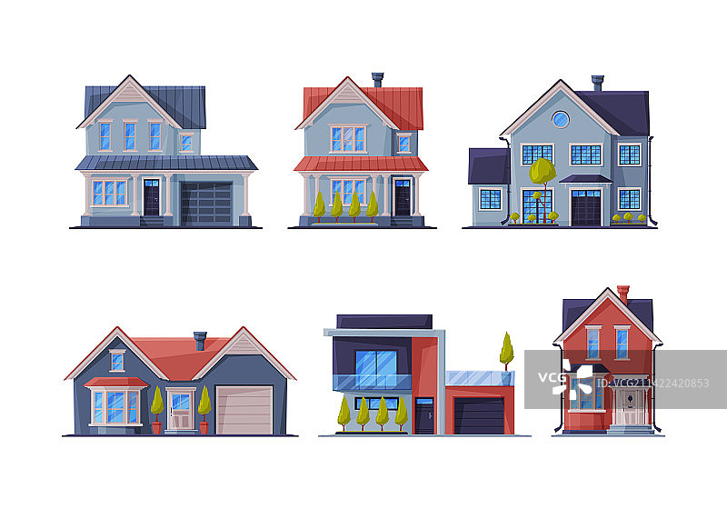 郊区和城市房屋外立面图片素材