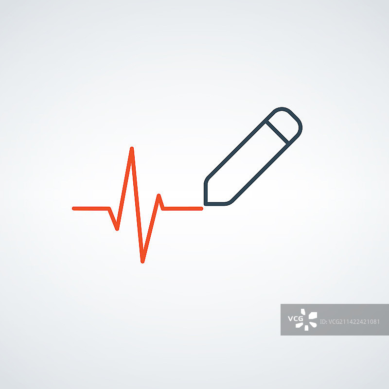 用钢笔或铅笔绘制心电图线性图标图片素材