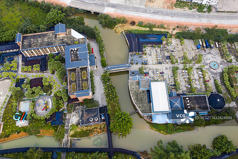 航拍旅游景区 云浮  金水台温泉店度假村图片素材