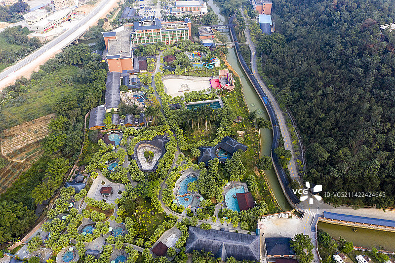 航拍旅游景区 云浮  金水台温泉店度假村图片素材