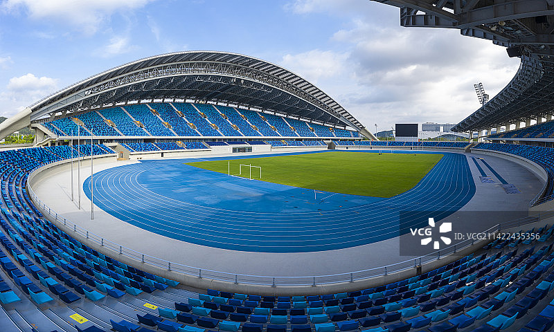 航拍城市风光  广东江门体育中心体育场内部图片素材