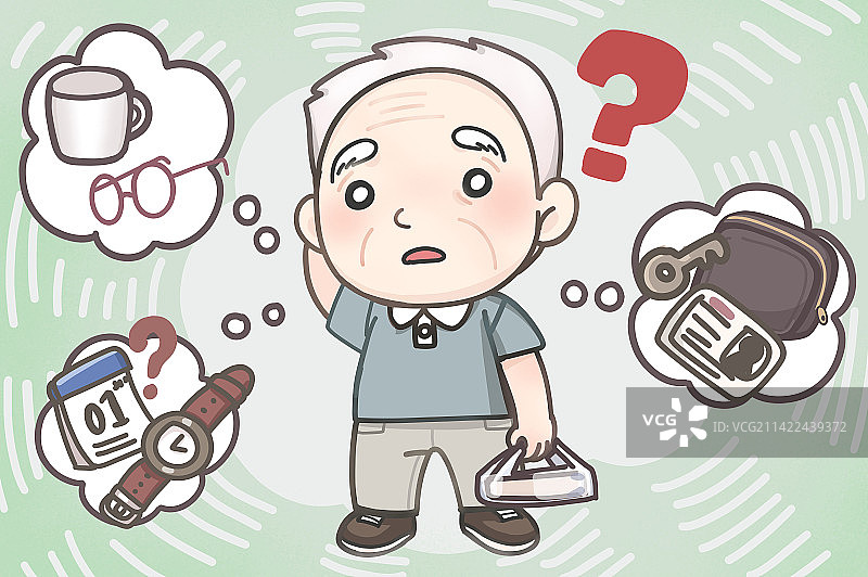 老爷爷失智忘东忘西图片素材