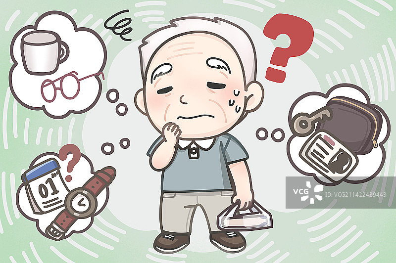 老爷爷失智忘东忘西图片素材