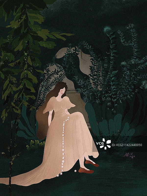 站在树旁的女人的全身图片素材