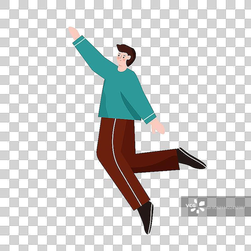 男孩飞跃扁平人物插画元素图片素材