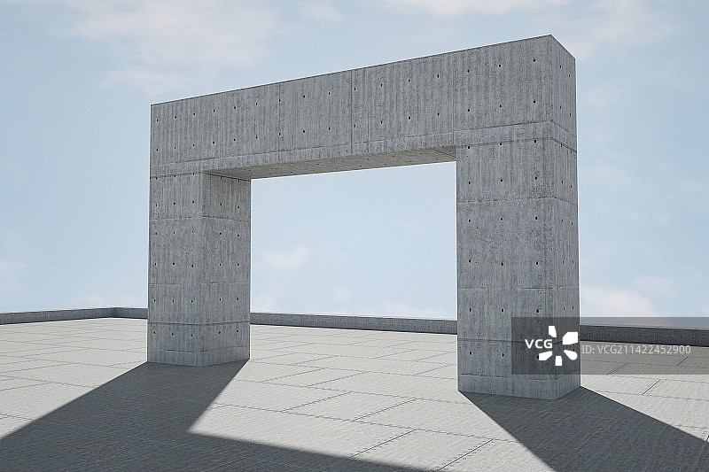 3D渲染室外混泥土几何建筑空间背景图片素材