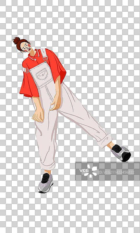 穿牛仔背带裤的女孩图片素材