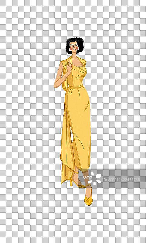 穿黄裙子的女人图片素材