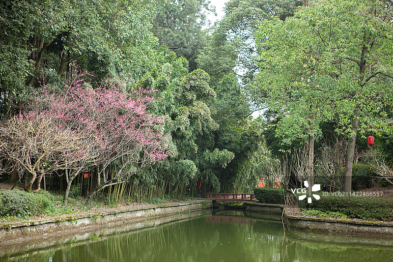中国四川省成都市郫都区望丛祠，帝王陵冢，梅花林，成都市重点文物保护单位，四川省文物保护单位，图片素材