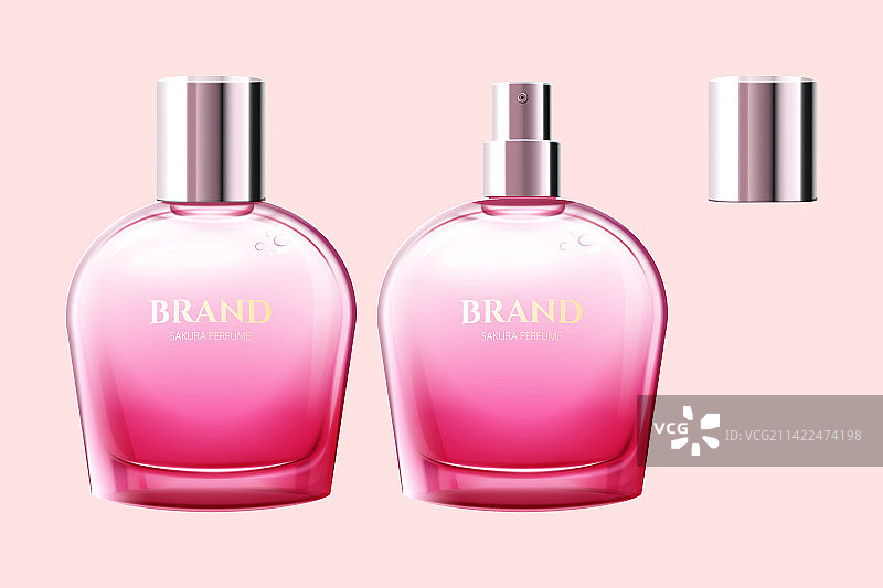 粉红渐变香水喷雾瓶包装素材组合图片素材