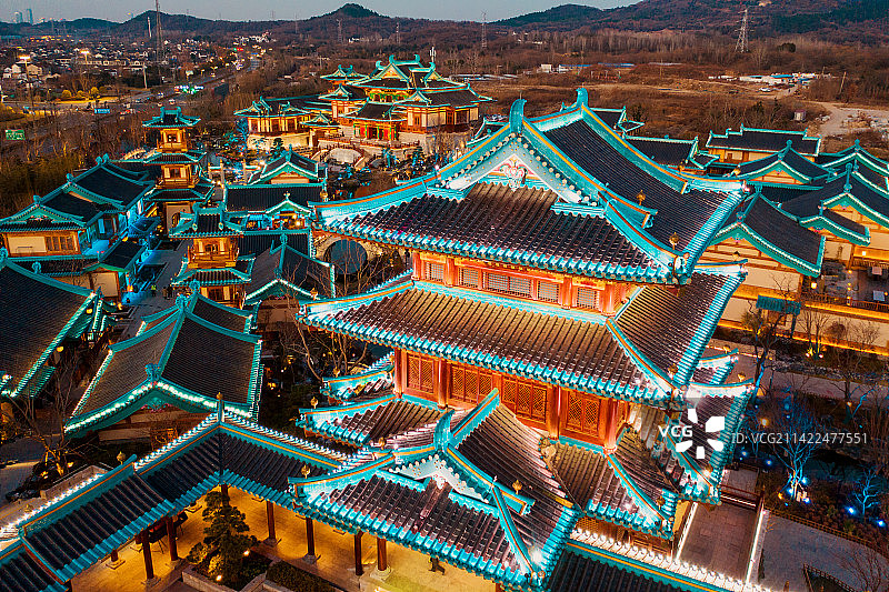 南京金陵小城燕集里风光航拍及夜景图片素材