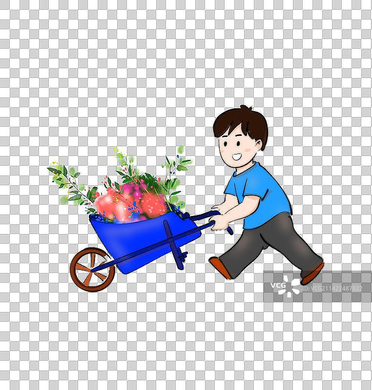 手绘卡通设计元素劳动节植树节勤劳人物图片素材