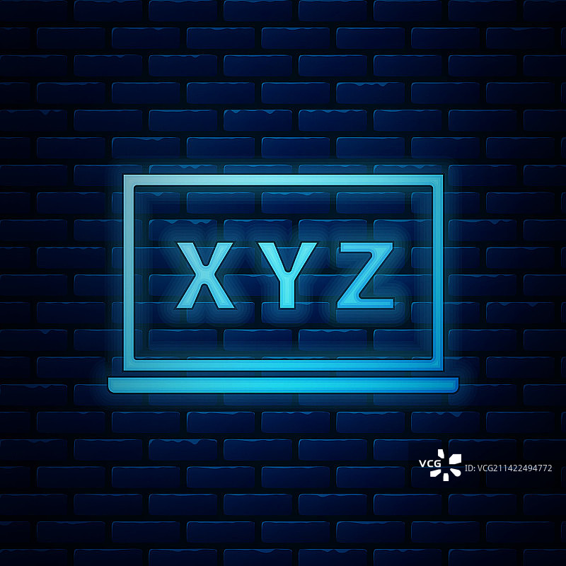 黑板上发光霓虹灯XYZ坐标系图片素材