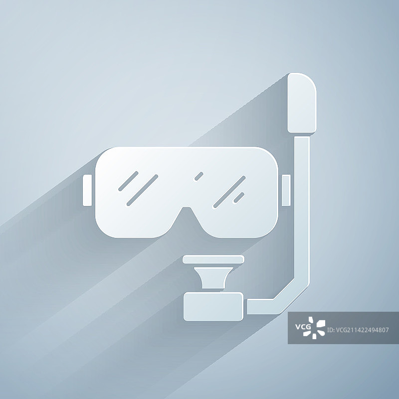 剪纸潜水面罩和呼吸管图标图片素材