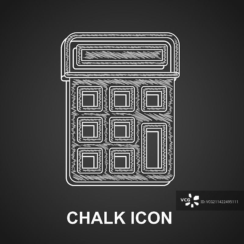 黑色背景上的粉笔计算器图标图片素材