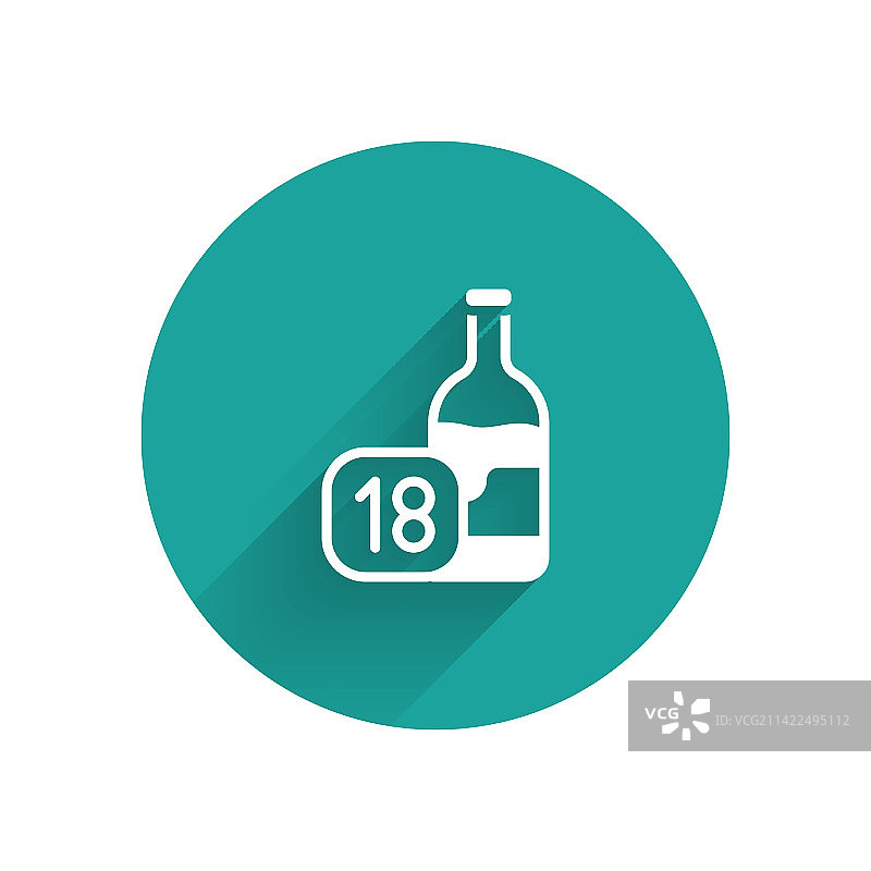 带有长阴影的白葡萄酒瓶图标图片素材