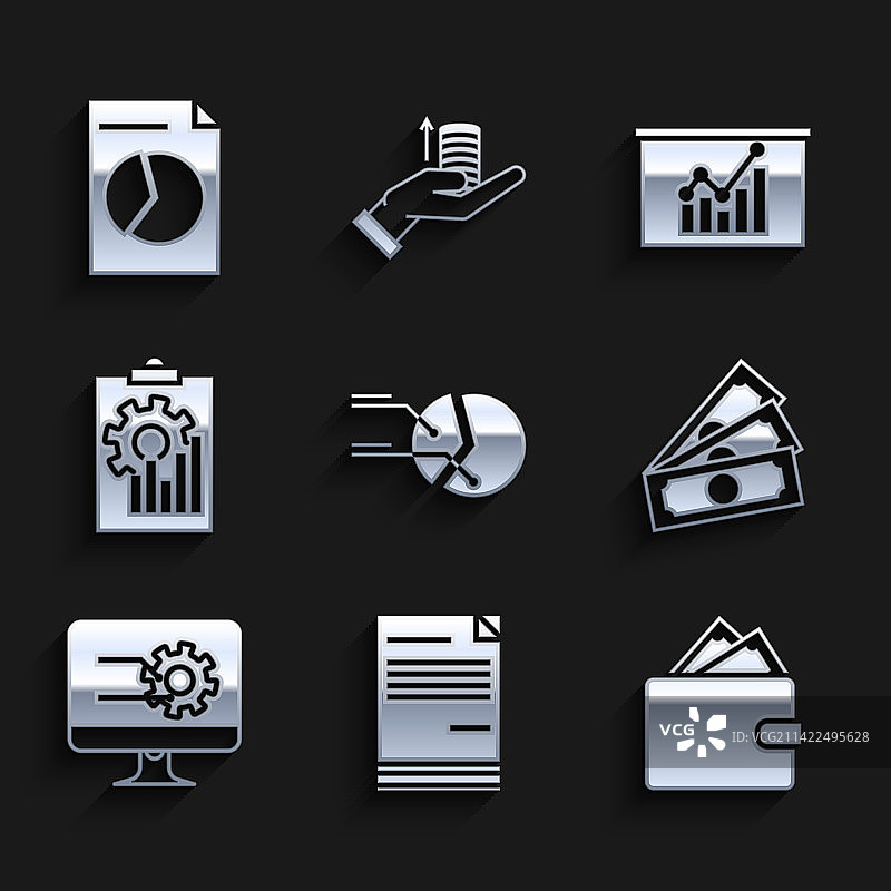 饼图信息图文件钱包套装图片素材