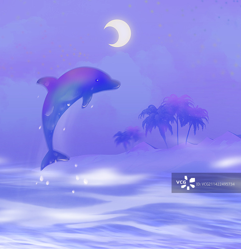 两只海豚在海里游泳图片素材