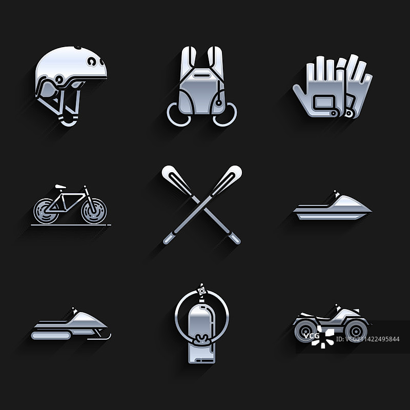 一组交叉的桨水肺全地形车图片素材