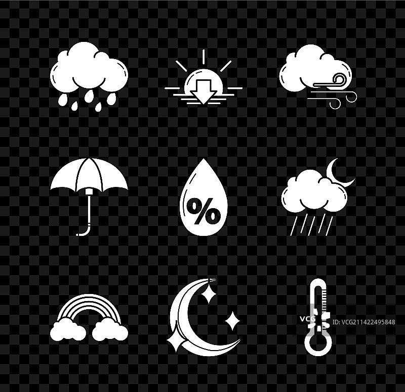 下雨云朵日落刮风天气图案图片素材