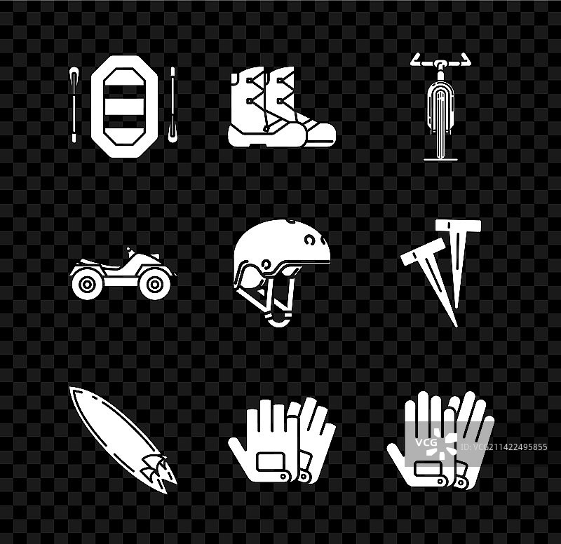 漂流船自行车和冲浪板图片素材