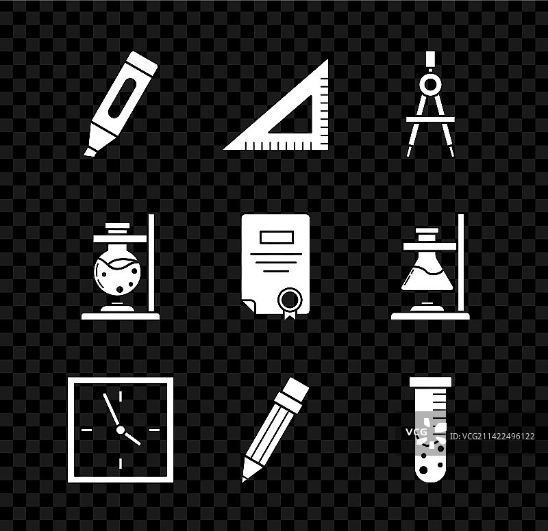 马克笔套装：三角尺和圆规图片素材