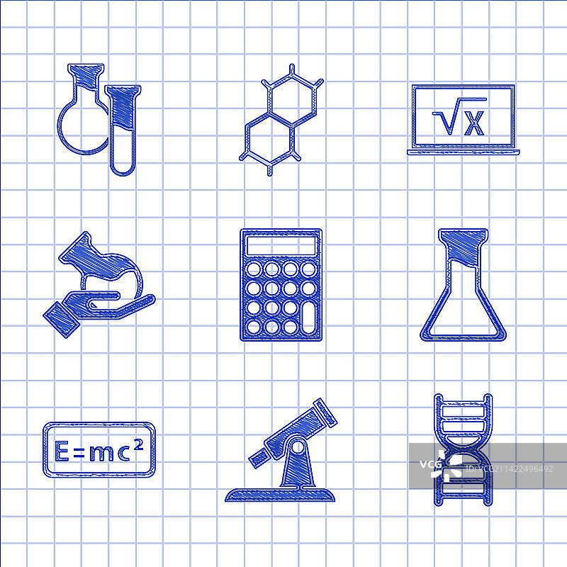 计算器望远镜DNA符号试管图片素材