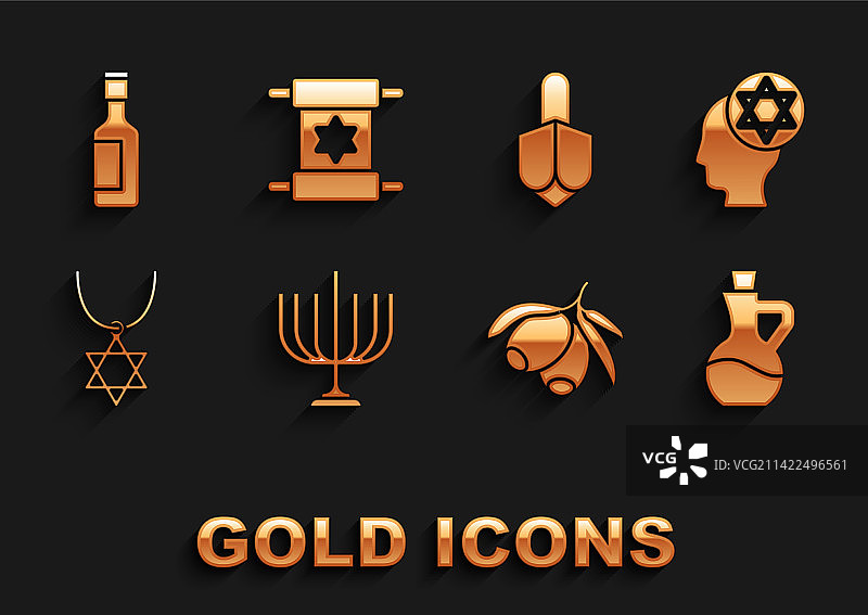 光明节烛台犹太帽子瓶子图片素材