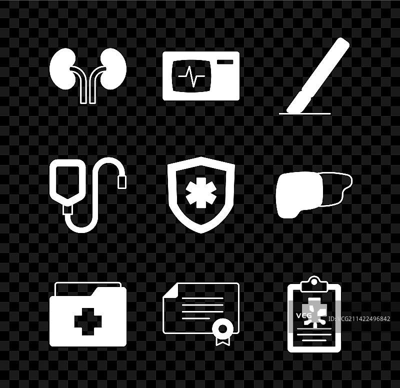 带心电图监视器的人肾图案图片素材