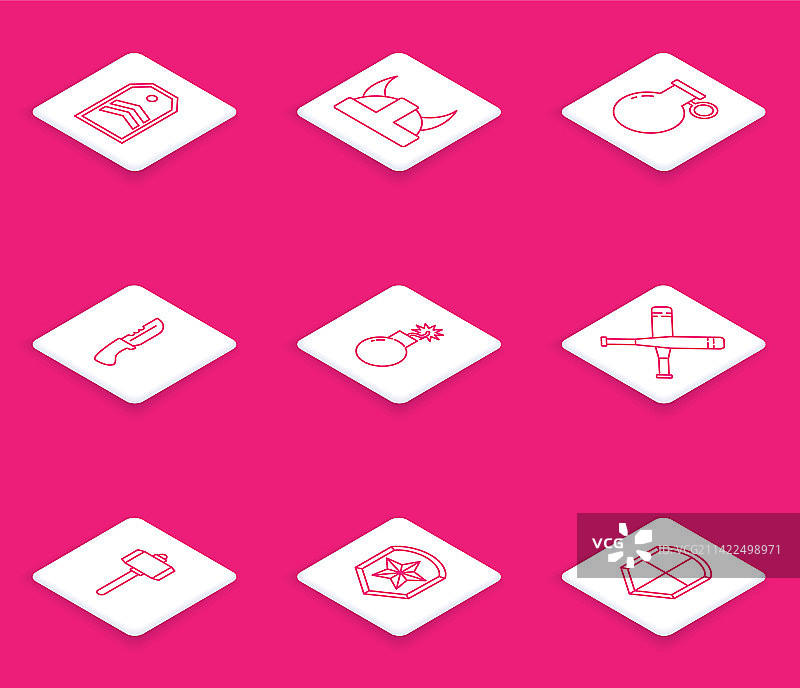 线条人字形维京人在角盔手中图片素材