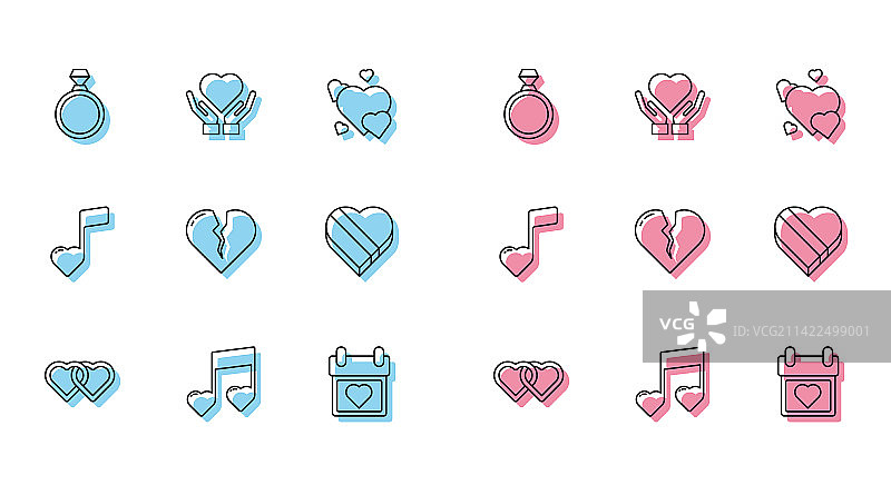 相连心形与音符图片素材