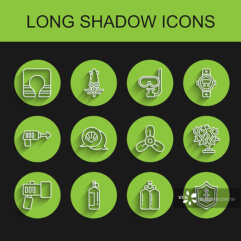 手电筒、水肺、救生衣和锚图案图片素材