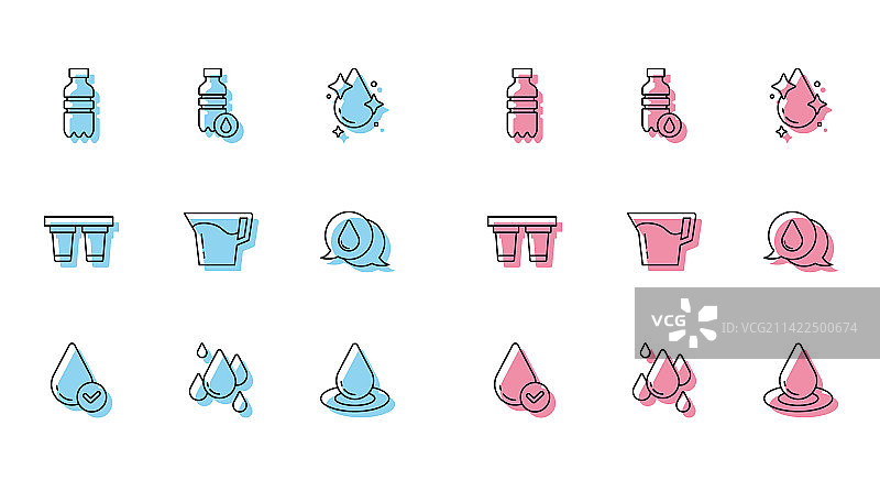 水滴、水瓶、水壶与玻璃杯图片素材