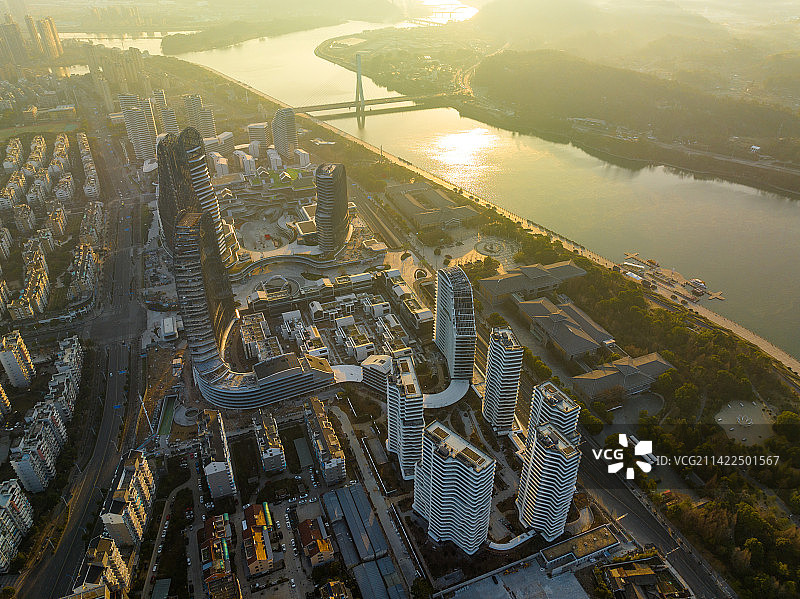 浙江丽水莲都区城市建筑天际线图片素材