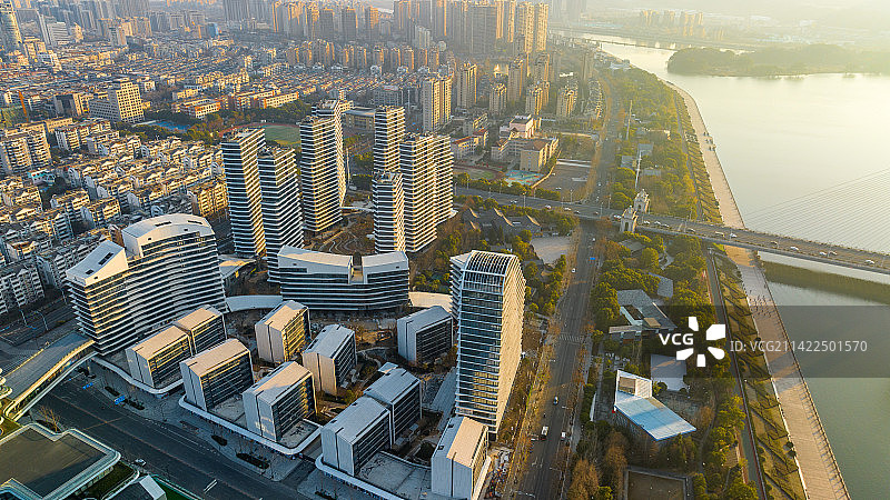 浙江丽水莲都区城市建筑天际线图片素材
