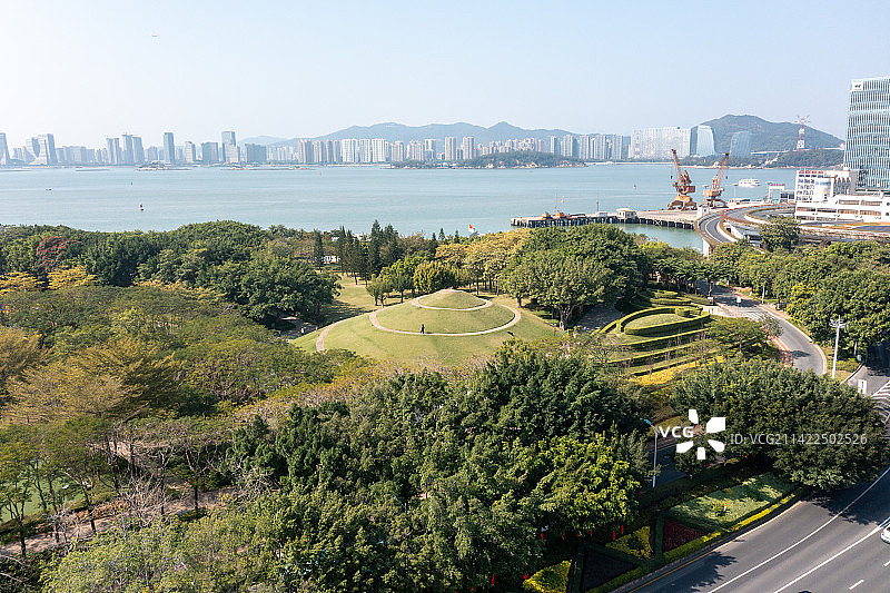 航拍厦门海湾公园景观设计图片素材