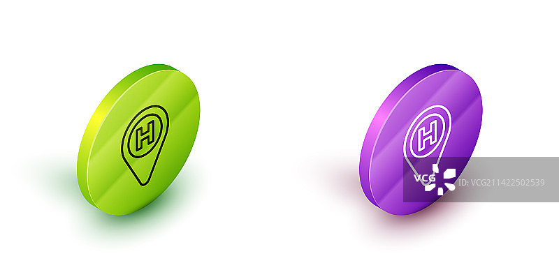 2.5D线条直升机停机坪图标图片素材