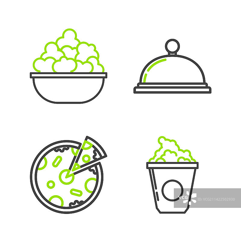 纸板盒装爆米花、披萨图片素材