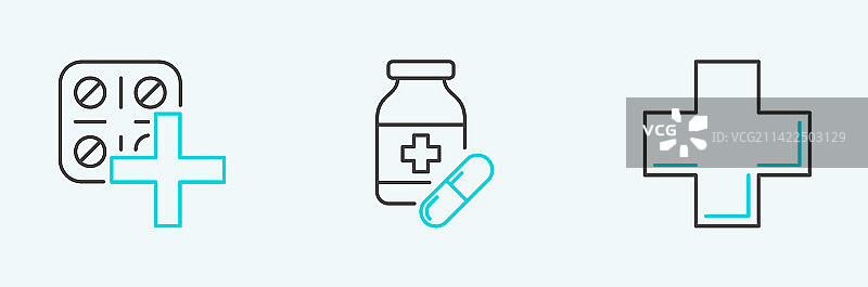 药丸水泡医院医疗线条图片素材