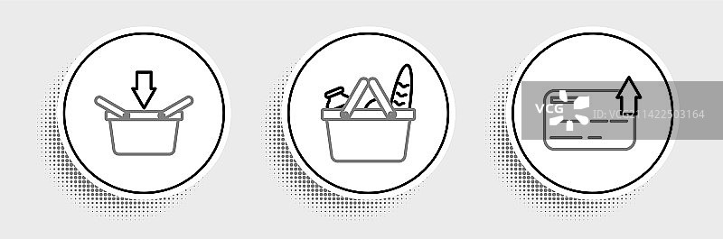 信用卡购物篮与食物图片素材