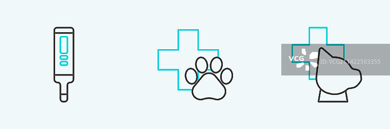 兽医诊所线条图案：医疗数字化图片素材