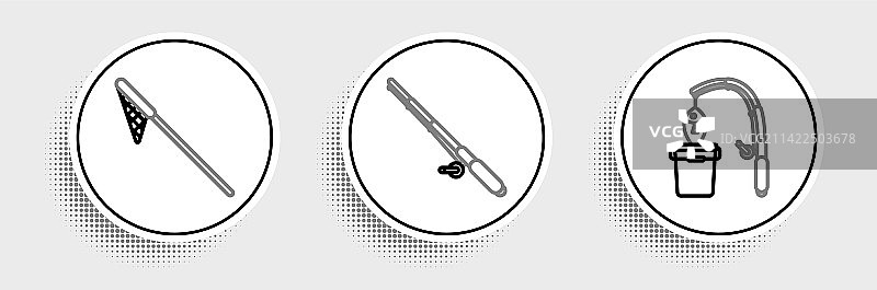 鱼竿渔网和图标图片素材