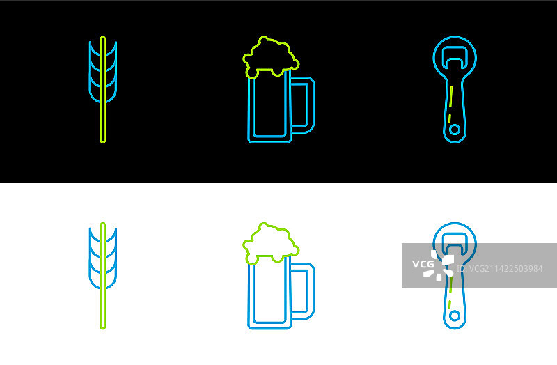 开瓶器和谷物大米组合图片素材