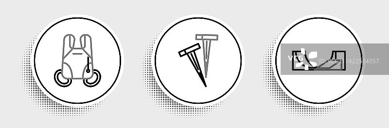 滑板公园降落伞和帐篷桩线条图片素材