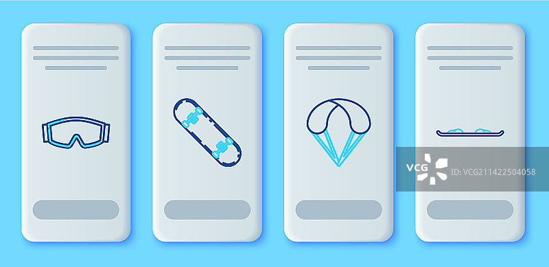 滑板技巧降落伞和滑雪镜线条组合图片素材