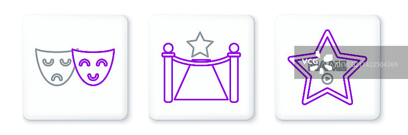 好莱坞星光大道名人星形线条图片素材